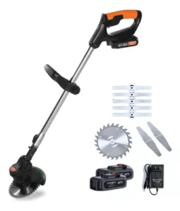 Aluguel de Roçadeira Aparador Grama 2 Baterias Recarregável 21v Cortado Cor Preto/Laranja 110V/220V